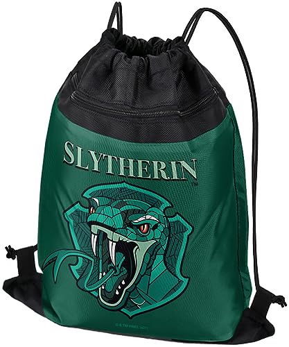 LOGOVISION Harry Potter Slytherin Stain Glass Drawstring Backpack Sports Bag Sackpack 17