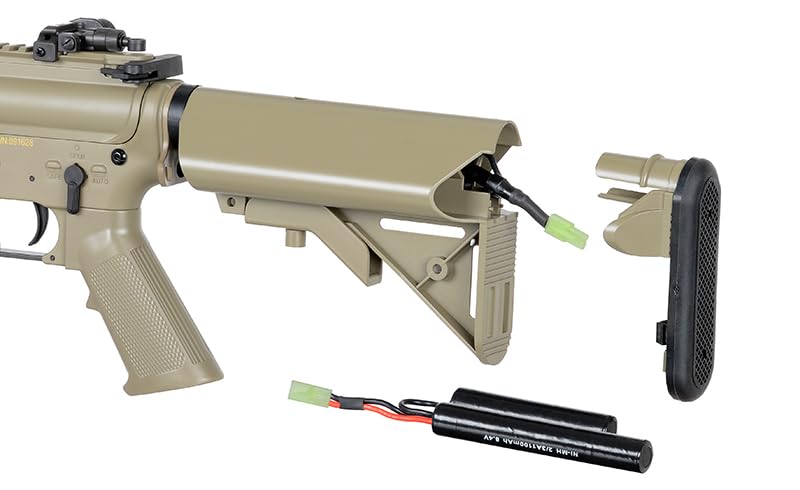 Fusil Rifle réplica Airsoft eléctrico CM.513 M4 Tan Cyma con batería, Cargador de batería y Cargador de Bolas hi-Cap
