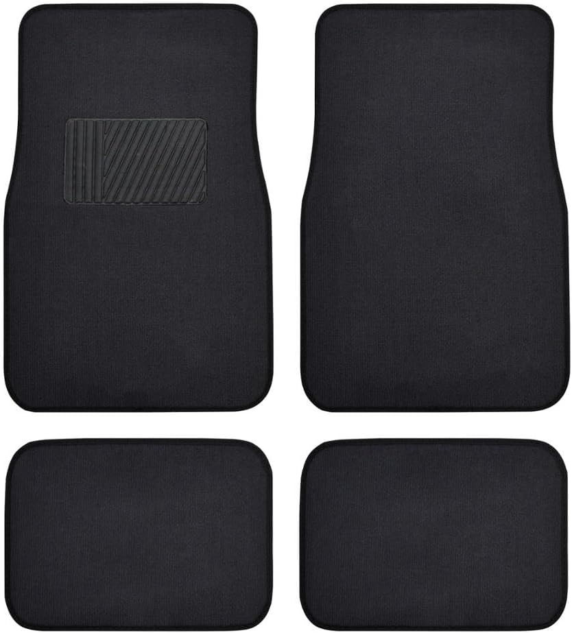 Generic Classic Carpet Floor Mats for Car Auto - Universal Fit -Front Rear with Heelpad Black