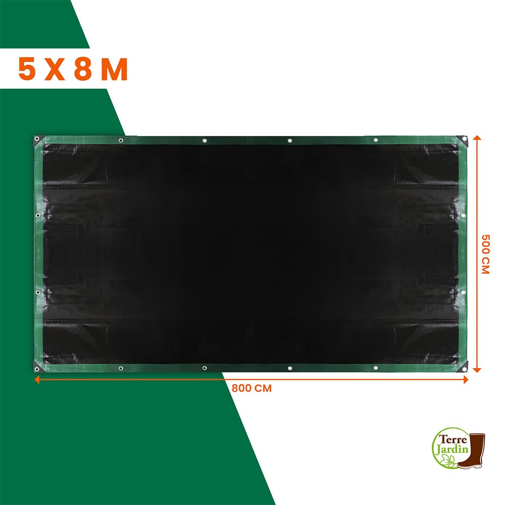 TERRE JARDIN - Lona de protección Exterior, 5 x 8 m - Lona Impermeable, Ultra Pesada y Resistente, Polietileno 240 g/m², Anti UV - Lona para leña, Sitio - Ojales de Aluminio