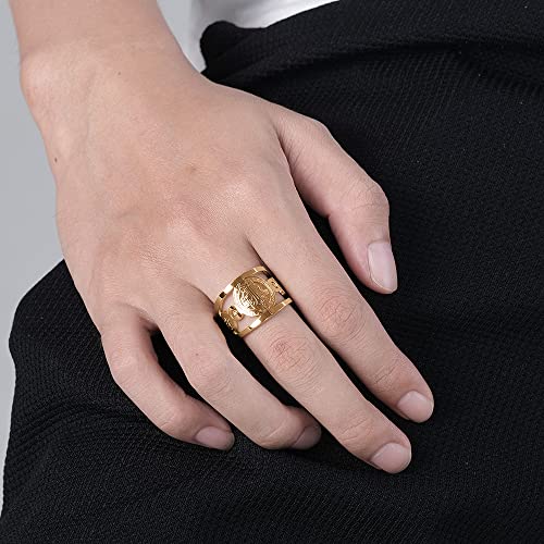 OIDIMS Men's St Benedict Rings Stainless Steel Saint Exorcism Ring Christian Jesus Catholic Roman Cross Protection Cubic Zirconia Ghost Hunter Open for Men Women Boys Fashion Gifts Birthday Jewelry2