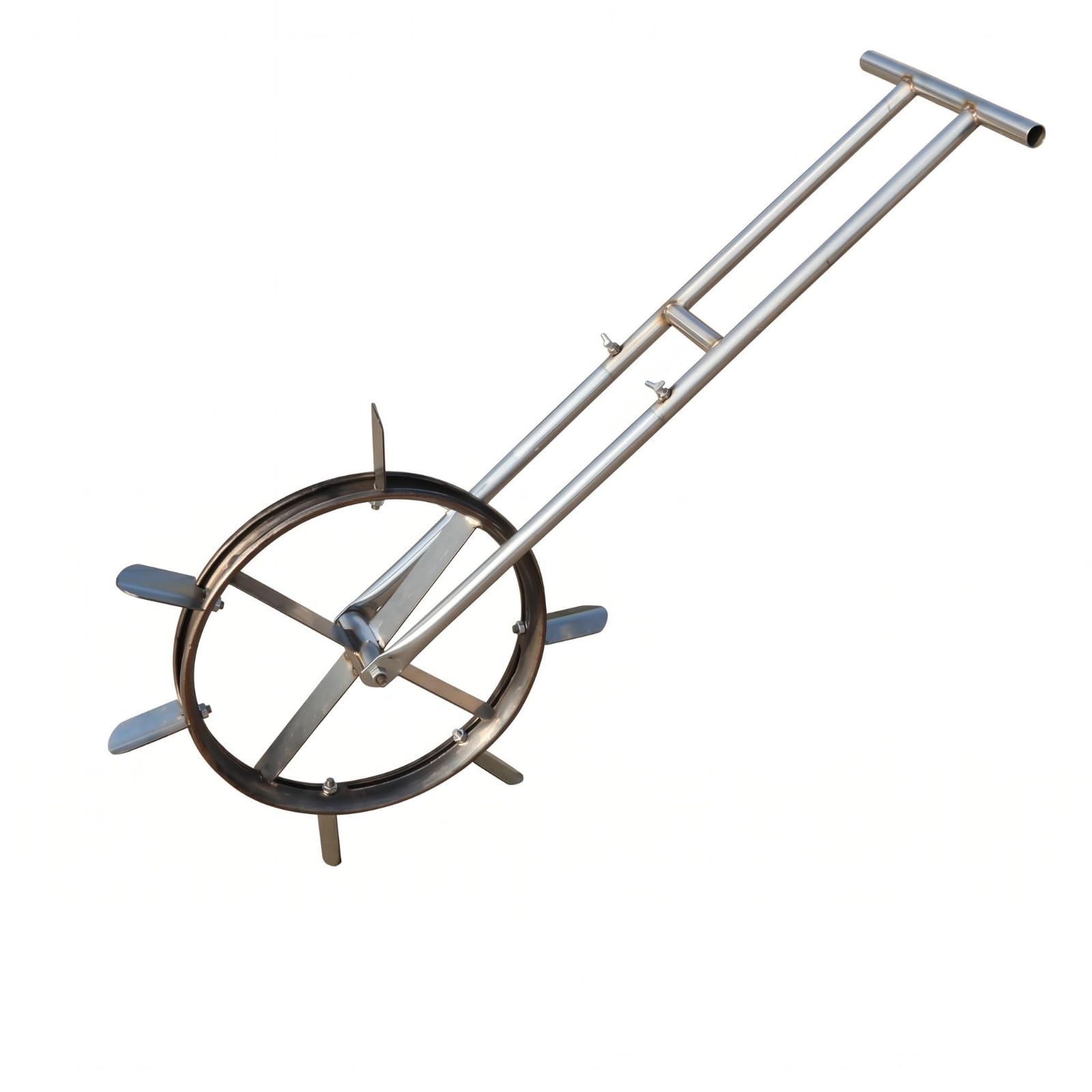 perfeclan Dispositivo de Siembra Ajustable Herramienta Manual para Hileras Abreagujeros de Campo Rueda Cultivadora con Dientes Implemento de Metal con Control Preciso Adecuado para Granja Campo