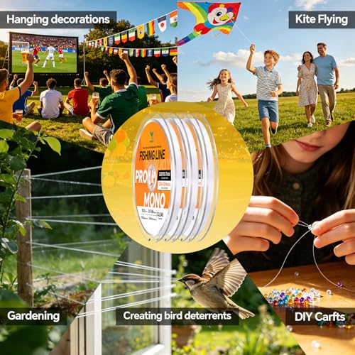 Image of Monofilament Fishing Line with Knot Guide Card, Tangle-Free Snap Ring for No More Mess, Low Memory Smooth Casting Nylon Mono String, 15 /20 /30 /50 /80LB, 220-1050 Yards
