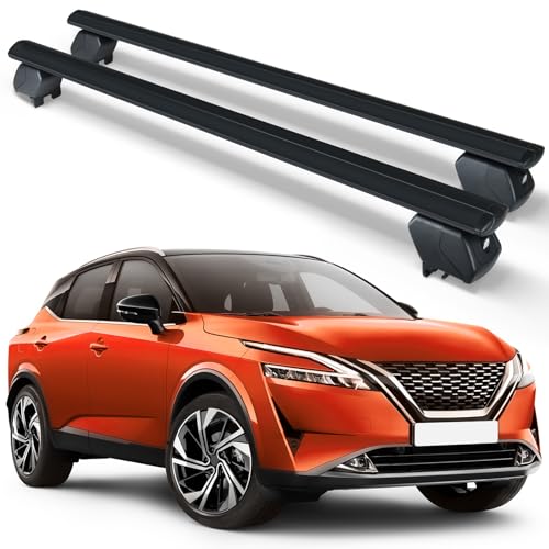 SUORTO Heavy Duty 350 LBS Roof Rack Cross Bars Compatible for 2014-2020 Nissan Rogue with Side Rails, Lockable & Adjustable Crossbars Cargo Carrier Rooftop Luggage Cars Vehicles Suvs (Black)