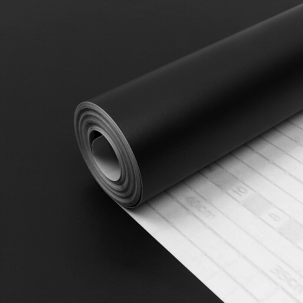 WALLMATE Matte Black Wallpapaer Peel & Stick Contact Paper Self Adheisve Vinyl Wallpaper (Black Mat, 30x152 CM)