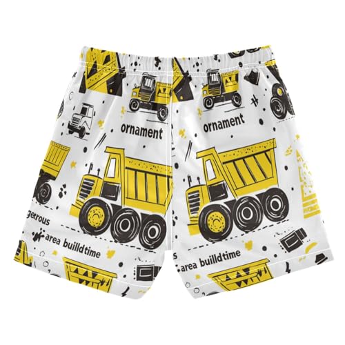 Boccsty Dump Trucks Yellow Boys Swim Trunks Baby Kids Swimwear Summer Toddler Beach Board Shorts Bathing Suit 2T2