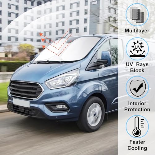 Image of Windshield Sun Shade Custom Fit Ford Transit 2015-2024 2025 2026 Accessories Foldable Sunshade Front Window Shade Protector Keep Your Car Cool