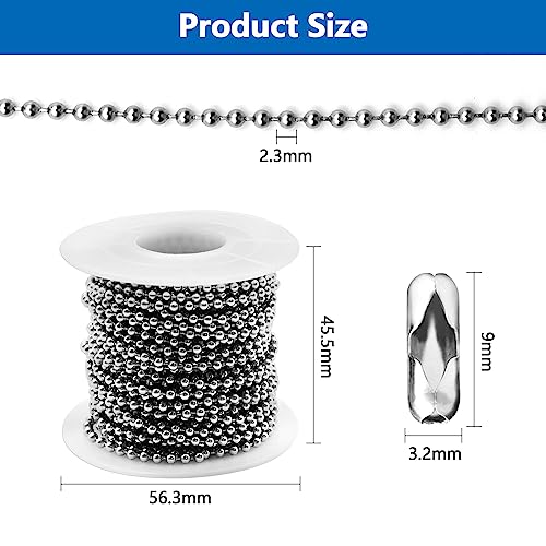 Miniatura 2 de Mipiace 10m Cadena De Bolas De Acero Inoxidable De 2,4 Mm Con 50 Conectores De Cadena De Bolas Para Crear Llaveros Collares Pulseras Y Decoraciones Navideñas