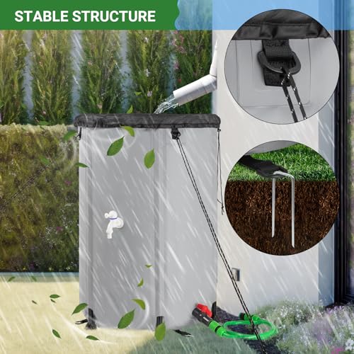 image for Toriexon 100 Gallon Collapsible Rain Barrel, PVC Rain Barrel with Spig