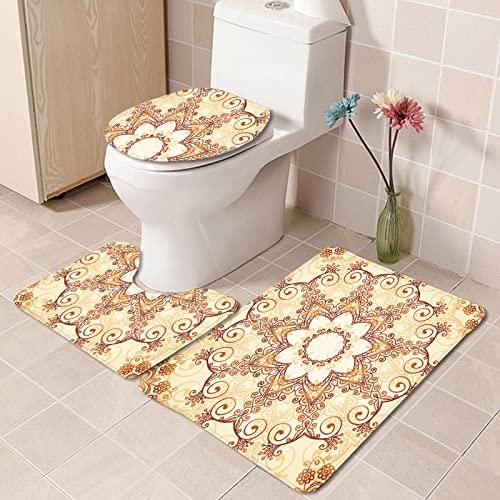 Badematten Set 3 teilig,Toilettenmatte Set,3er Badgarnitur Badezimmer Matte Set Dusch Bade Matte Vorleger Teppich 3D…