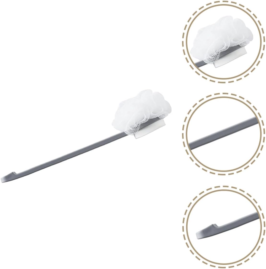 Dual-Sided Back Scrubber Bath Brush with Long Handle, Exfoliating Body Scrubber for Shower and Dead Skin Removal, Gray Bathroom Bath Brush Suitable for Wet Dry Use Random Color