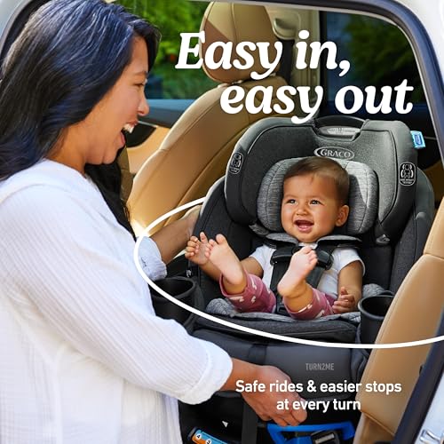 graco turn2me 3-in-1 rotating convertible car seat cambridge rear-facing rotation forward-facing mode highback booster up to 100 lbs adjustable headrest amp harness steel reinforced frame