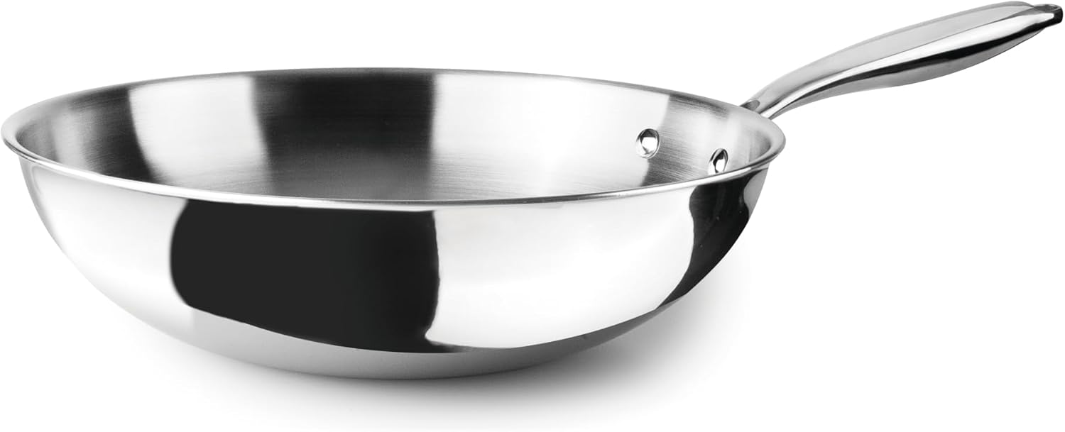 IBILI - Wok Triply Natural 20 cm, stainless steel, suitable for induction, non-stick