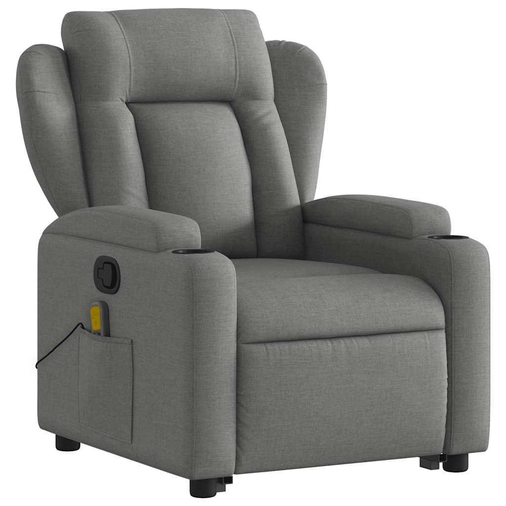 Silla de Masaje reclinable de pie de Tela Gris Oscuro Sillón Reclinable Elevador Eléctrico para Personas Mayores con Función Manual