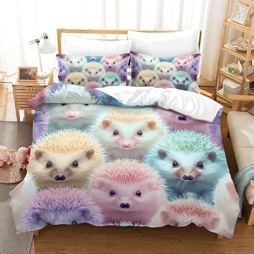 Parure de lit microfibre super douce motif hérisson imprimé 3D