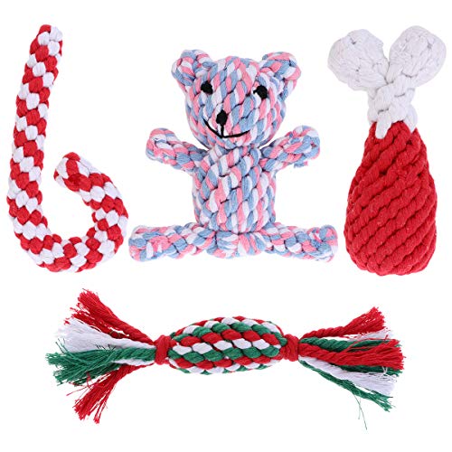 Brinquedo para cães Tehaux - 4 peças de brinquedos para cães de estimação de corda de algodão para t
