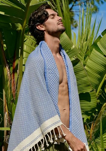 MEVLYS Saunahandtuch Hamamtuch Strandtuch [2er Set] Mint/Sax Blau – Ansicht 3