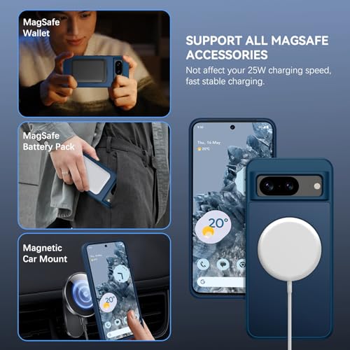 Coque Google Pixel 8 antichoc et anti-rayures compatible MagSafe bleu mat
