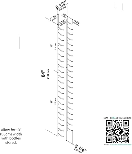Miniatura 7 de W Series Pro - Botellero para vino de 7 pilas individuales, montado en la pared, moderno, de fácil acceso, estante de vino que ahorra espacio con