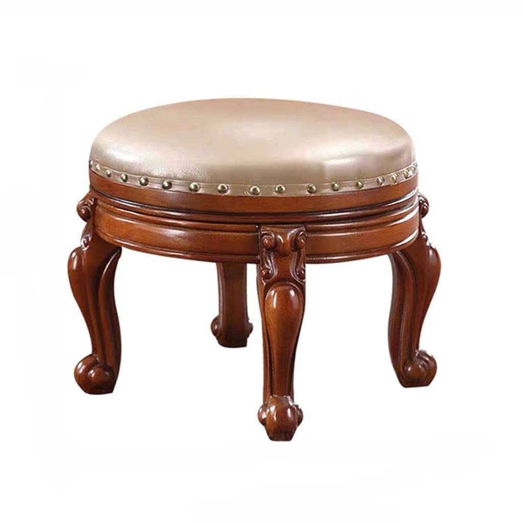 Pouf ottoman rotatif en similicuir rembourré rond de 34 cm