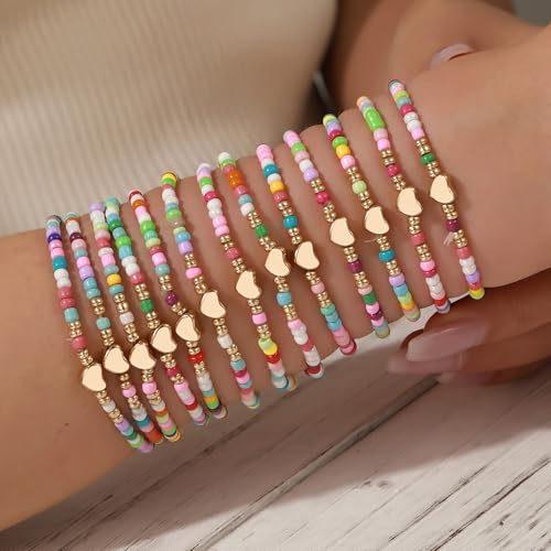 Friendship Bracelets for Women Stackable,Colorful Heishi Clay Beaded Best Friend Bracelet Set for Women,Summer Beach Jewelry Gifts Party Favors3