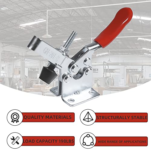 AZKEEGREY 10 Stück Kniehebelspanner Schnellspanner GH-201B 90Kg/198Lbs, Metall Horizontal Toggle Clamp, Handwerkszeug Knebelklemme, Handwerkzeuge für Maschinenbetrieb