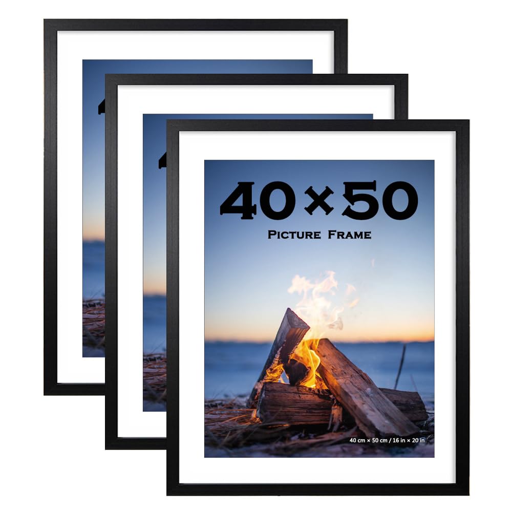 Scholar Tree 40x50 Picture Frame Black with Mounts 40x50cm Frame Wall Mountable,3 Pack