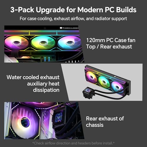 Image of Thermalright TL-M12QR-S X3 120mm Reverse Case Fans, 3-Pack | Daisy Chain Wiring, ARGB Fan Blades, Infinity Mirror Lighting