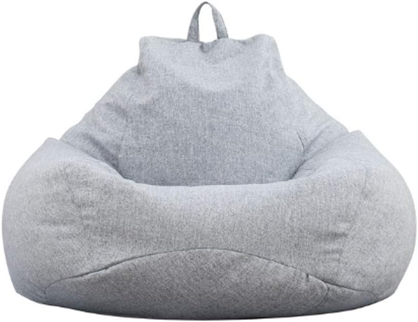 Lazy Sofa Cover Chair Unfilled Linen Recliner Seat Bean Bag Cushion Sofa Living Room(Small)