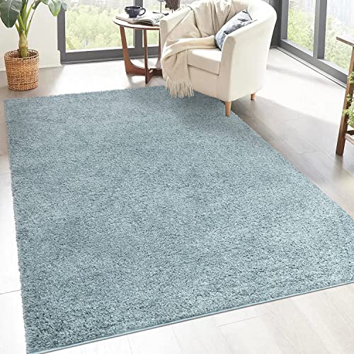 carpet city Shaggy Hochflor Teppich - 120x170 cm - Türkis - Langflor...
