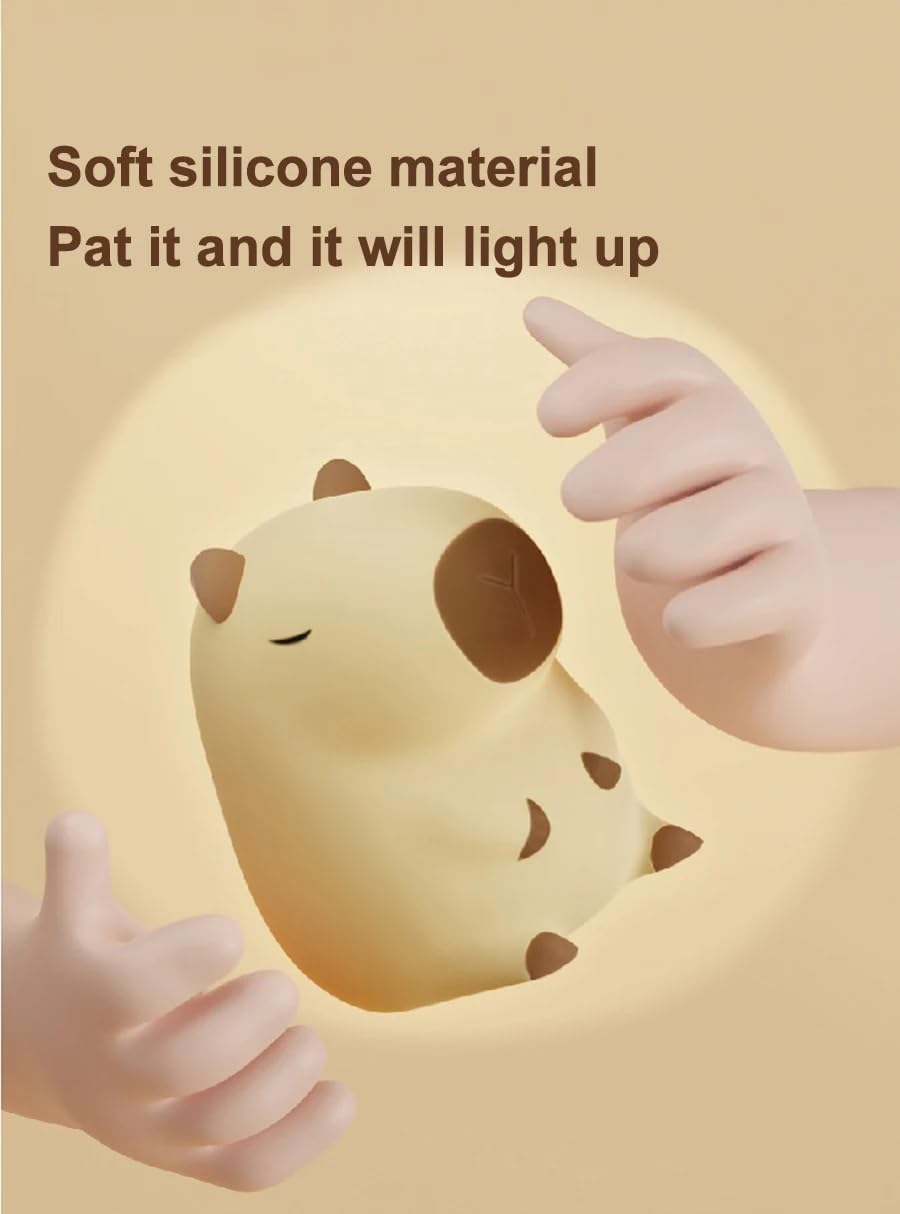 Avastro Capybara Lamp, LED Baby Silicone Night Light Capybara, Rechargeable Children's Nightlight, Baby Gift, Decorative Bedroom Bedside Lamp, Timer Function, Night Light For Toddlers Children Pices 1 4