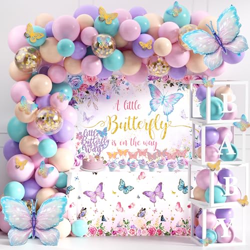 TREWAVE Butterfly Baby Shower Decorations for Girls A Little Butt...