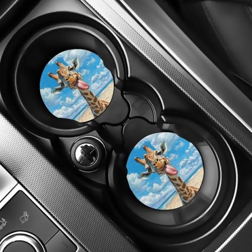 Posavasos para portavasos de auto diseño jirafa 2 pcs miniatura 7