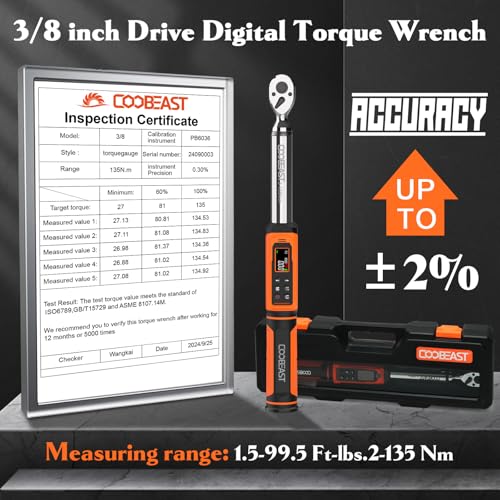 coobeast Digital Torque Wrench 3/8 Drive