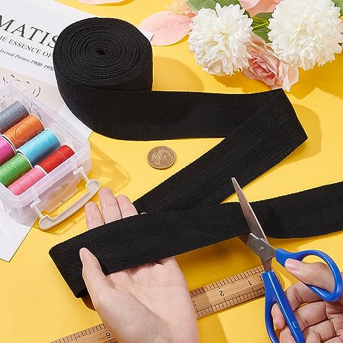 BENECREAT 9.84 Yards Black Herringbone Cotton Twill Tape Ribbon - Image 3