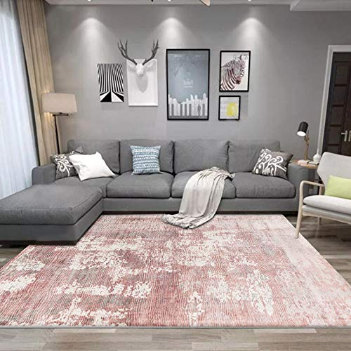 Pmnadfdag Alfombra Salón 100 x 160 cm Antideslizante y Lavable,para Dormitorio Pasillo Comedor Decorativa Estilo de Tinta Abstracta Rojo