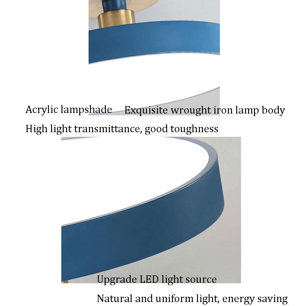 RCIDOS Okrągły Klosz Lampy Macaron LED Żyrandol Do Sypialni, 3 Kolory, Ściemnialny Lampa Sufitowa W Stylu Skandynawskim Do Jadalni, Kuchni, Gabinetu, Salonu