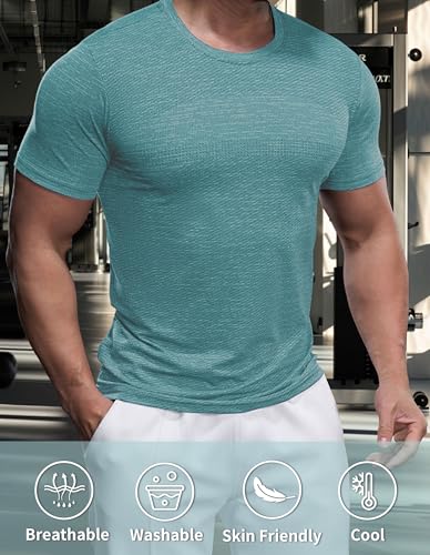 AhaAha Selected Softest Quick Dry Short Sleeve Crew Neck Men's T-Shirt Utmost Breathable Comfort Moisture Wicking Tee4