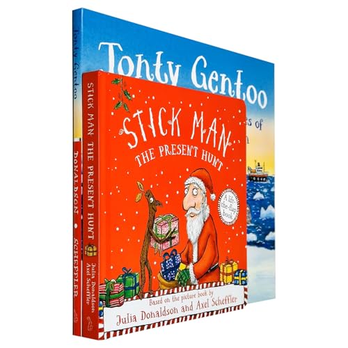 Julia Donaldson 2 Books Collection Set([Boardbook]Stick Man The Present Hunt & Jonty Gentoo: The Adventures of a Penguin)