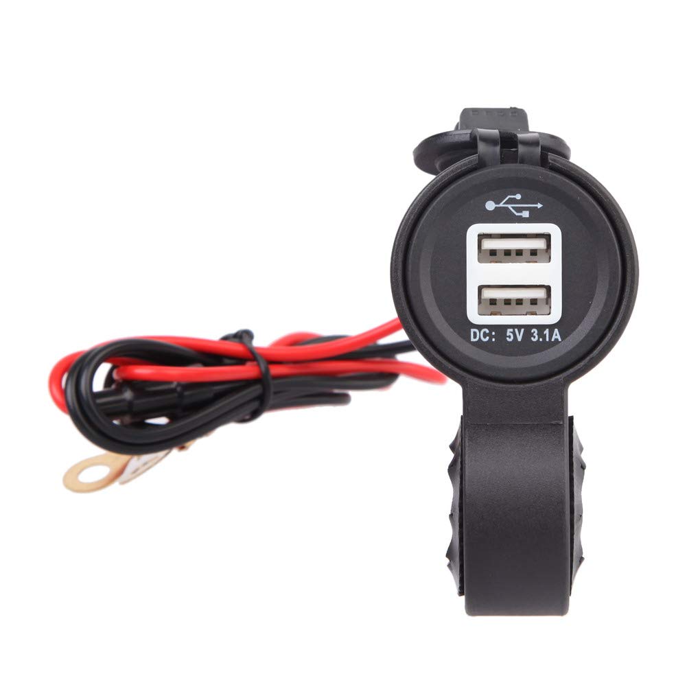 12V-24V Waterproof Motorcycle Dual USB Charger Handle Bar Socket Blue Light Phone Charger With 60 CM Line ME3L Model_ID Siliconco440-image-36