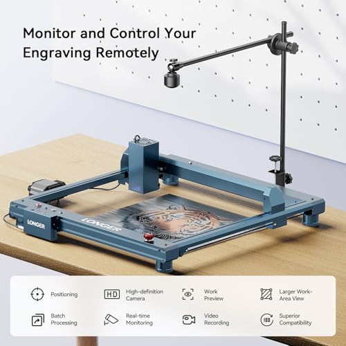 Longer New LightBurn Camera Kit for Laser Engravers – 5MP HD Precision Auto Positioning, Supports Video Recording, Multi-Task Engraving, and Job Preview, Covers a Large Area of 740x560mm