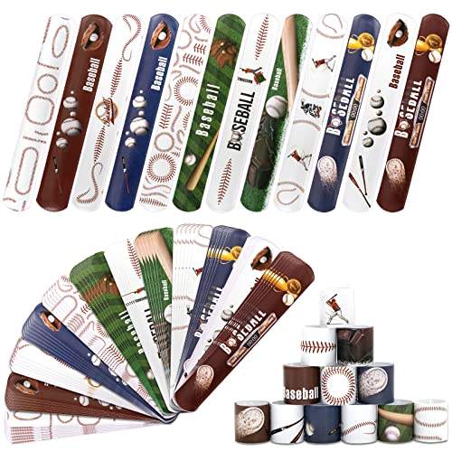 Hpscdyo 72Pcs Baseball Slap Bracelets Wristband Baseball Party Favors Set, Baseball Birthday Party Match Supplies Classroom Prizes, Sports Themed Bracelets For Kids And Adults, 12 Patterns #TOP9