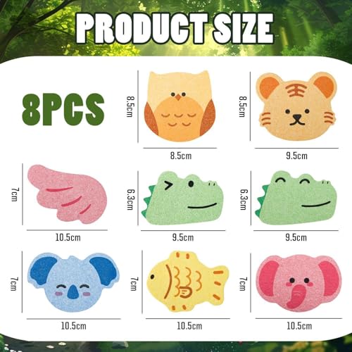 8 Stück Baby-Badeschwämme, Tierschwammtücher, Niedliche Cartoon-Badeschwämme, Badezubehör, Reinigungsschwämme