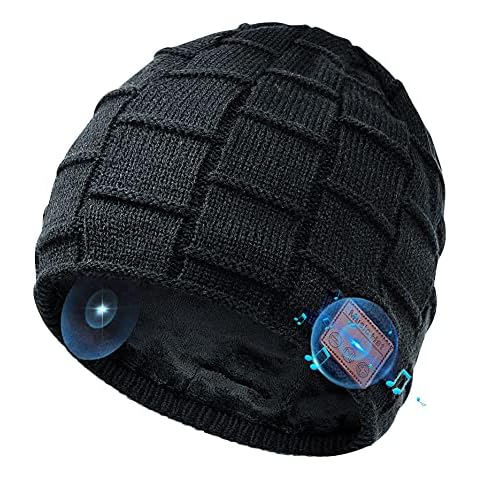 COTOP V5.0 Bluetooth Fleece-Lined Beanie Hat Headphones Wireless Headset Winter Music Speaker Hat Knit Running Cap with Stereo Speakers & Mic Unique Tech for Women Mom Her Men Teens Boys Girls (Black) Cover