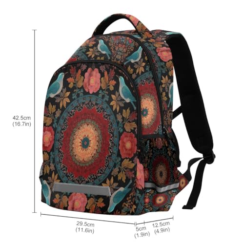 Sac à dos d'école motif mandala oiseau unique pour élève - 3