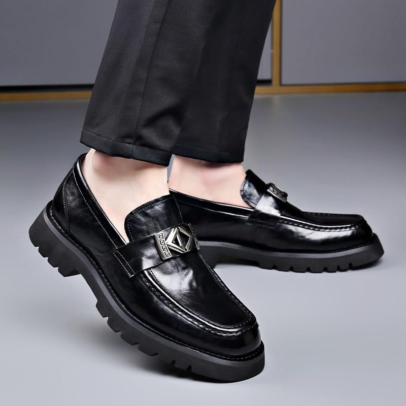 Men's High Heel Leather Oxford Shoes Comfortable Slip-On Retro Casual Formal Derby Business Dress Shoes3
