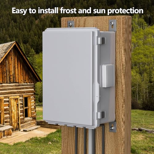 Image of Electrical Junction Box, Ventilated Design, Cable Grommets, Indoor /Outdoor Use with Mounting Panel & Hinged Cover. Waterproof IP 65. (Grey Cover, 13.8 inchx9.7 inchx5.9 inch)