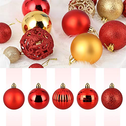 AGM 32Pcs de Bolas de Navidad 6 cm, Adornos para Adornos de árbol de Navidad de Navidad, Decoraciones inastillables, Bola Colgante para decoración de Festivales, Fiestas y Bodas(Rojo)