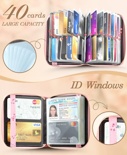 Image of Bistup 40 Slots Credit Card Holder for Women Girls, Plum Blossom