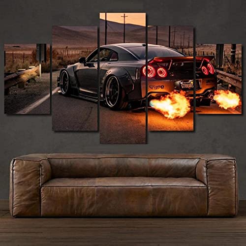 TBDY 5 Teilig Art Bilder Kunstdruck Black Nissan GT-R R35 Liberty Walk Auto...
